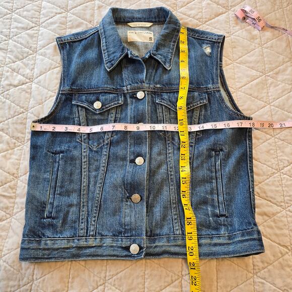 Rag & Bone Burney Denim Vest Women's S Medium Wash Festival Grunge Boho Casual - Picture 10 of 15